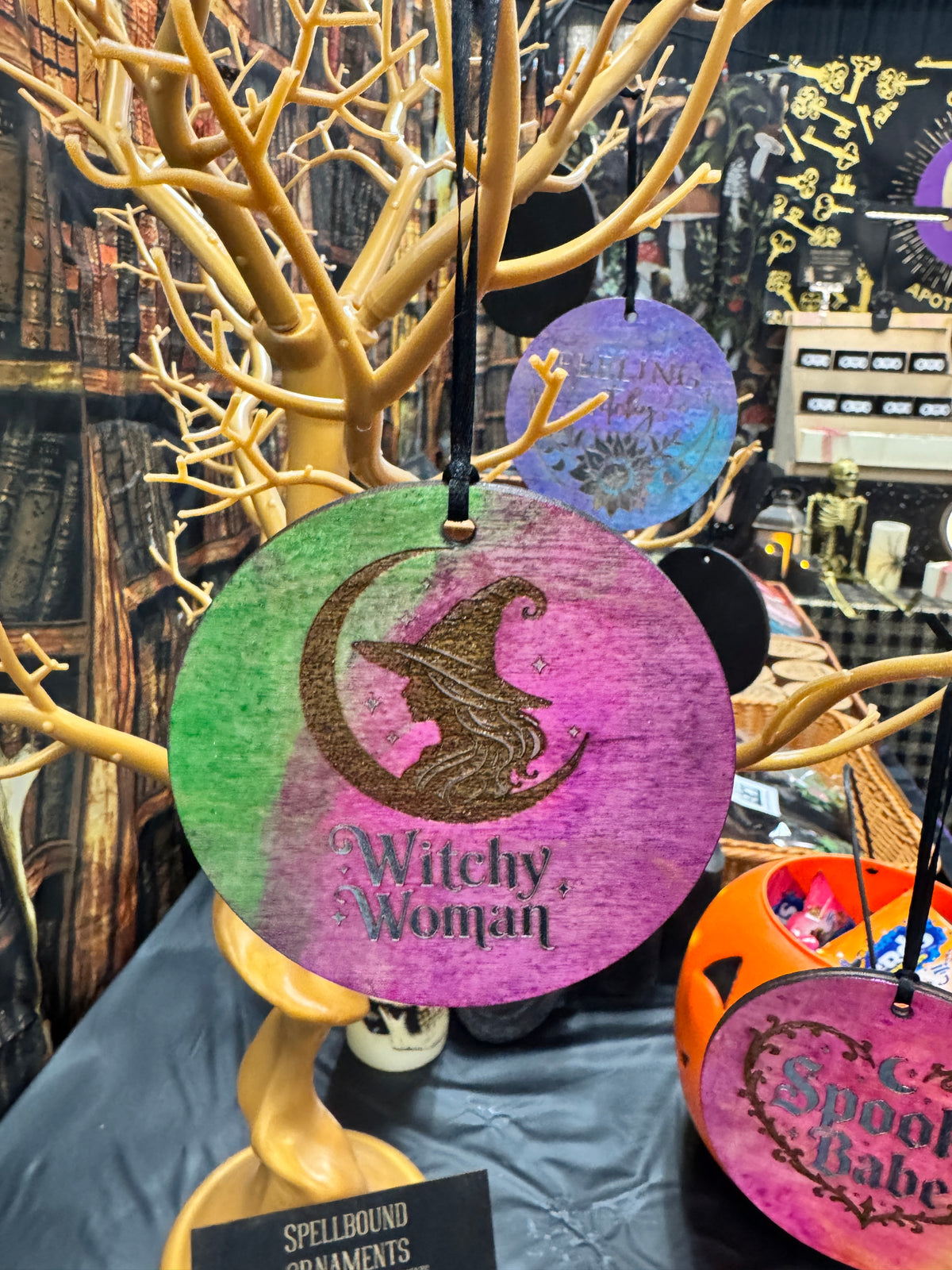 Spellbound Ornaments - Wooden Engraved Witchy ornaments
